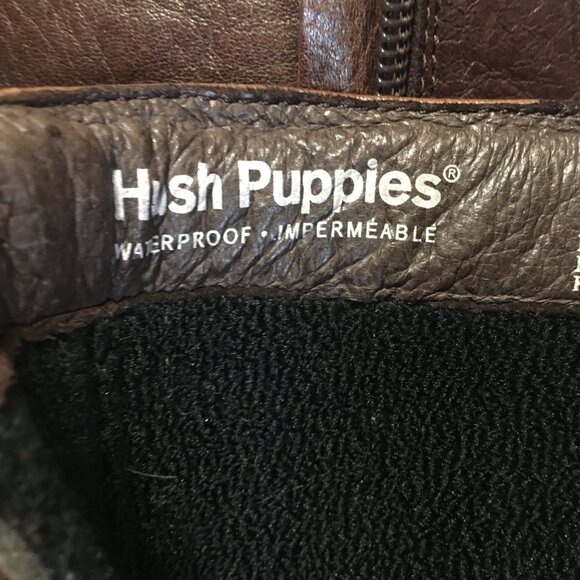 Hush Puppies Boot DRK BROWN mid sz 6.5 Square Toe Soft Leather Bootie Waterproof - Picture 3 of 14